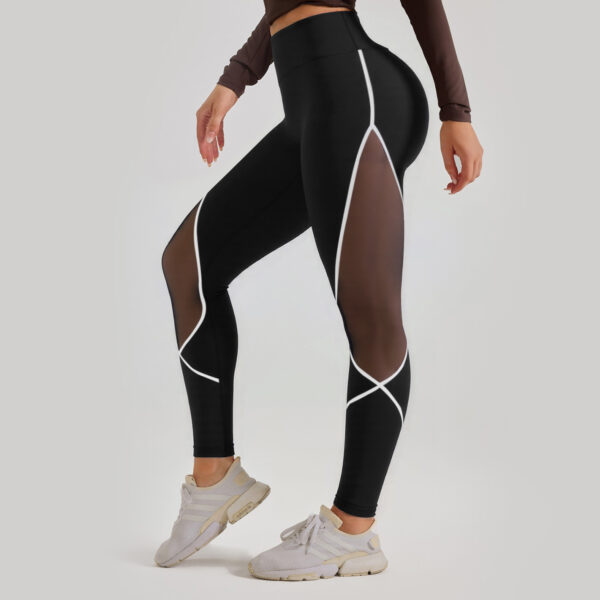 Women's Color Matching Mesh European And American High Waist Yoga Pants - Image 5