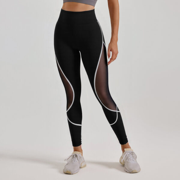 Women's Color Matching Mesh European And American High Waist Yoga Pants - Image 3
