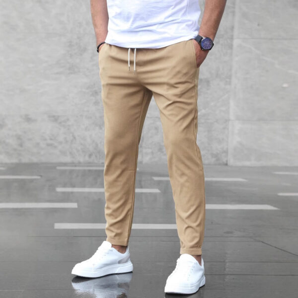 Men's Casual Pants With Pockets Fashion Slim Fit Drawstring Trousers - Image 7